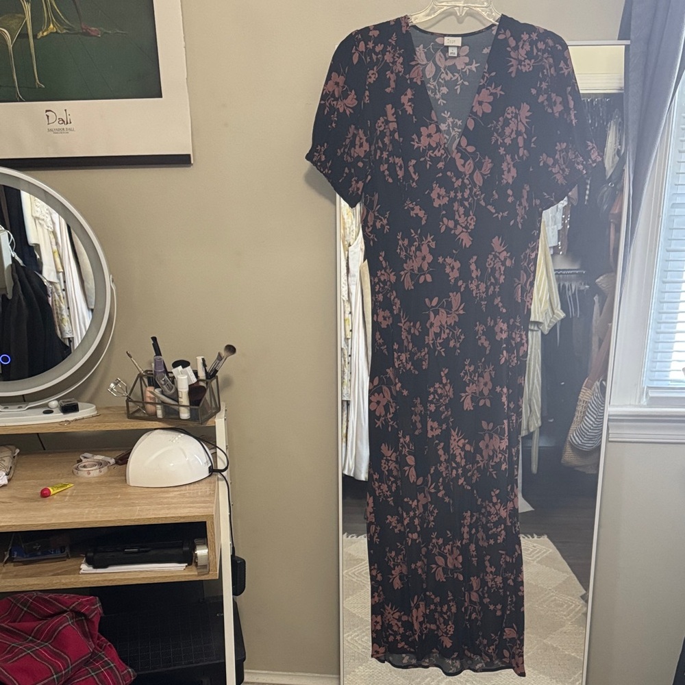 A New Day Black and Pink Floral Dress